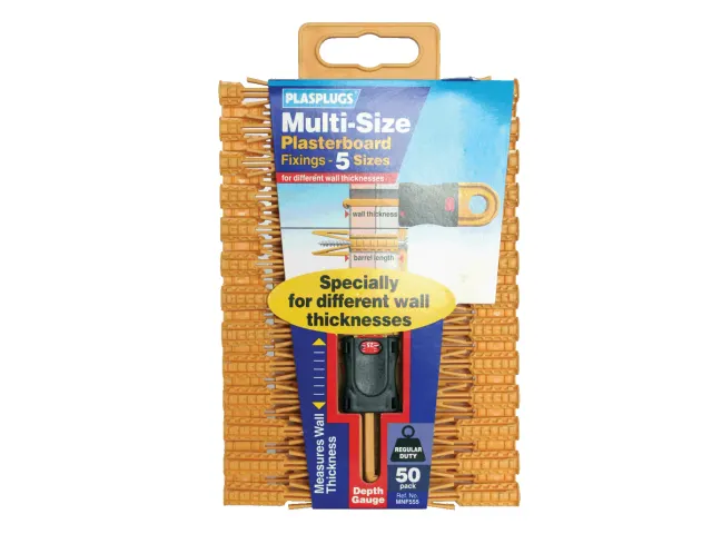 Plasplugs Multi-Size Plasterboard Fixings Pack of 50