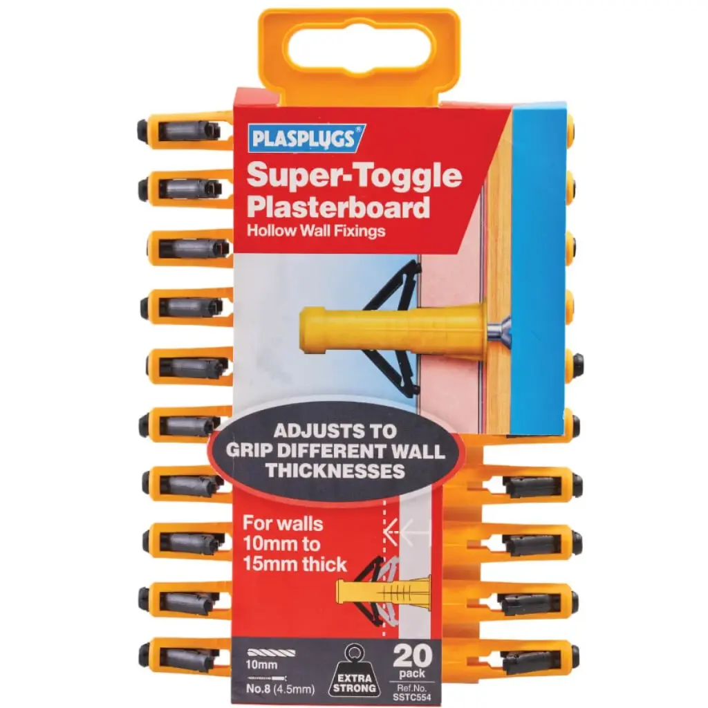 Plasplugs Super Toggle Plasterboard Wall Fixing 20 Pack