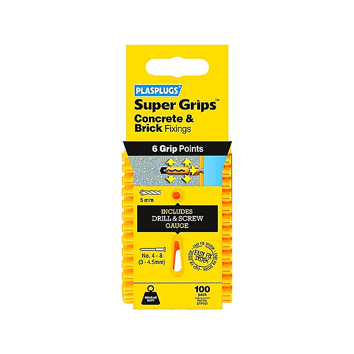 Plasplugs Super Grips Concrete & Brick Fixing 100 Pack