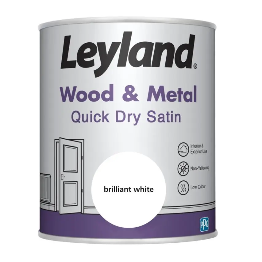 Leyland Wood & Metal Quick Dry Satin Brilliant White 1.25L