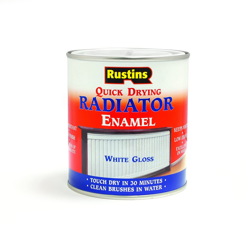 Rustins Quick Drying Radiator Enamel White Gloss 500ml
