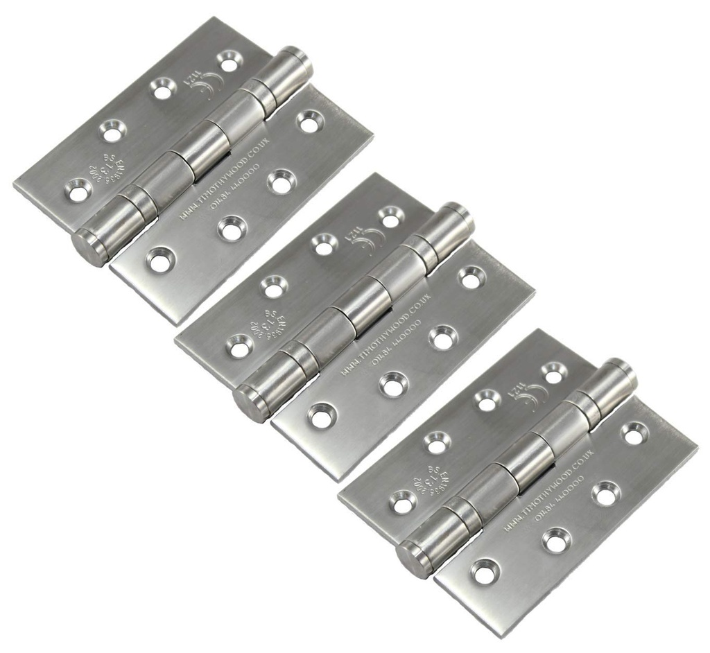 Stainless Steel Ball Bearing Fire Rated Hinges 4" Pack of 3