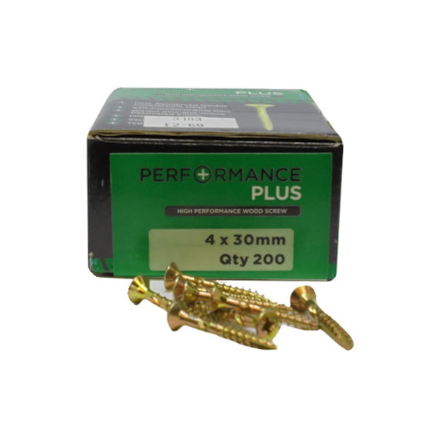 Performance Plus 4 x 30mm Wood Screws Qty 200