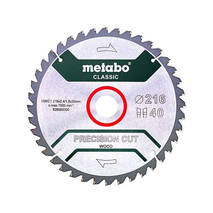Metabo 216mm x 30mm 40T Circular Saw Blade