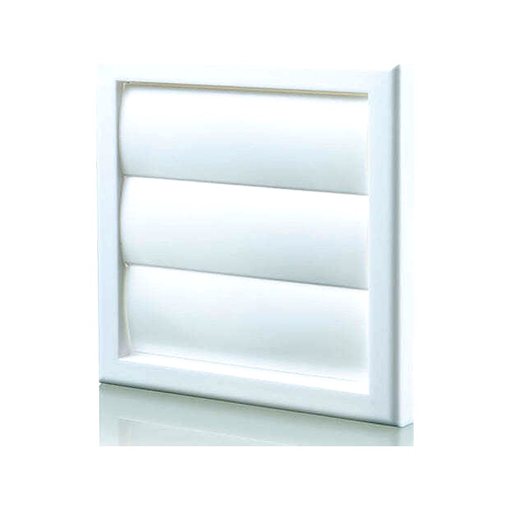 100mm White Wall Vent Cover - External Shutter 4"