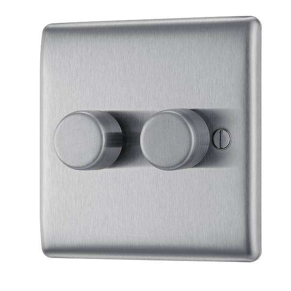 BG Stainless Steel Double 2- Way Dimmer Switch Intelligent LED 
