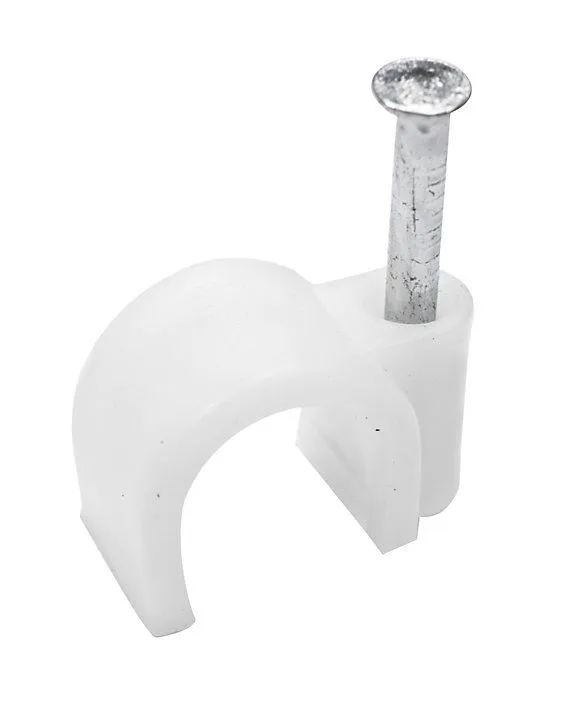 Status 7.0mm Round Cable Clips White 50 Pack