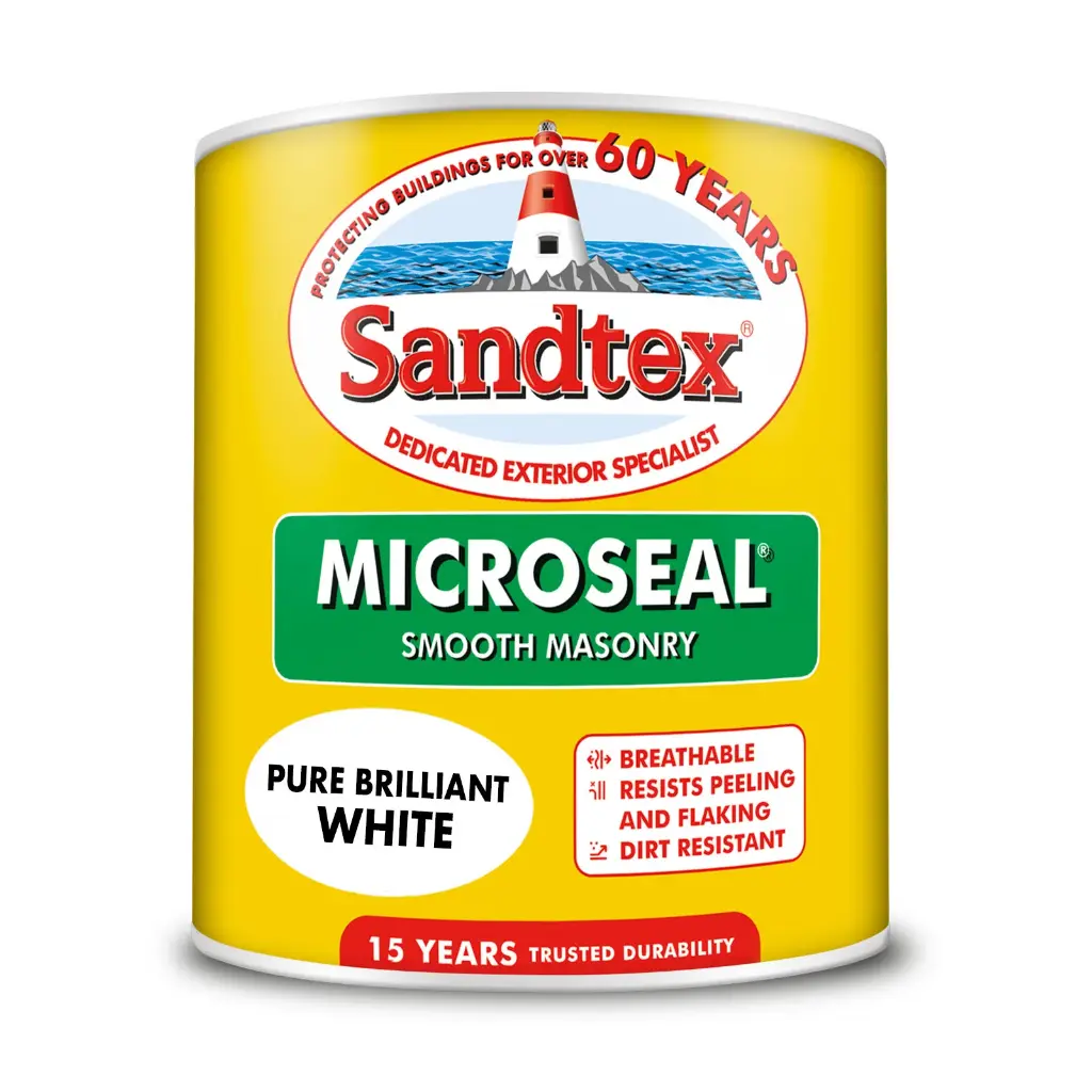 Sandtex Exterior Smooth Masonry Paint Pure Brilliant White 1L 