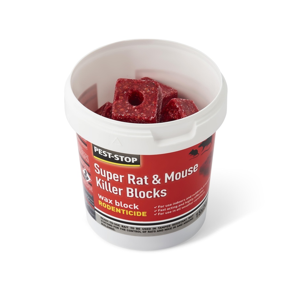 Pest Stop Super Rat & Mouse Killer Wax Blocks (15 x 20g)
