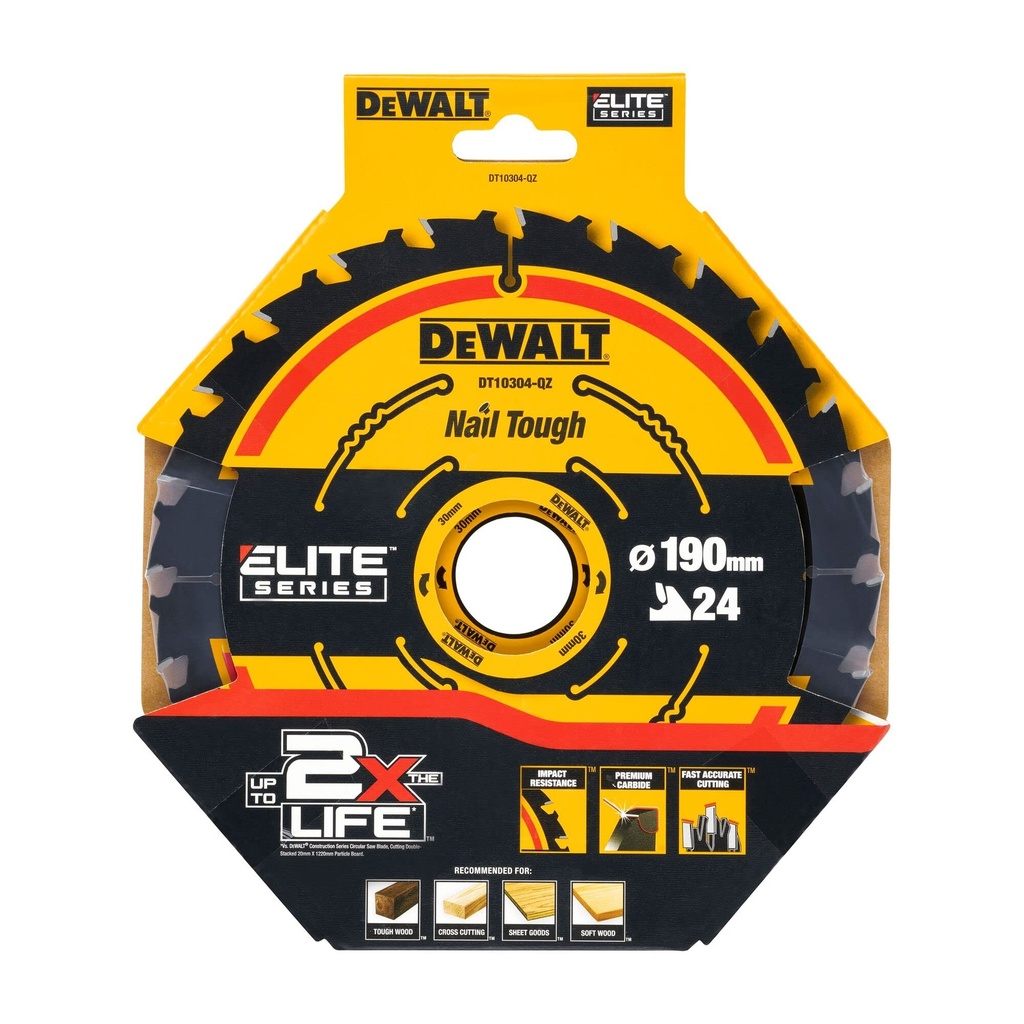DEWALT Circular Saw Blade 190 x 30mm x 24T Corded Extreme Framing 