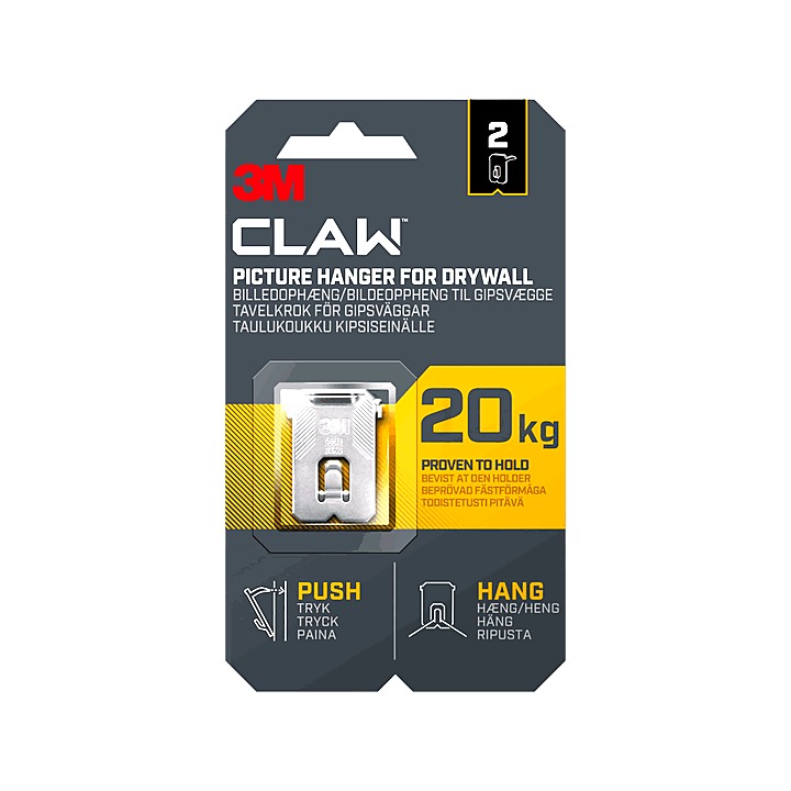 3M Claw Drywall Picture Hanger (H)41mm (W)28mm Qty 2