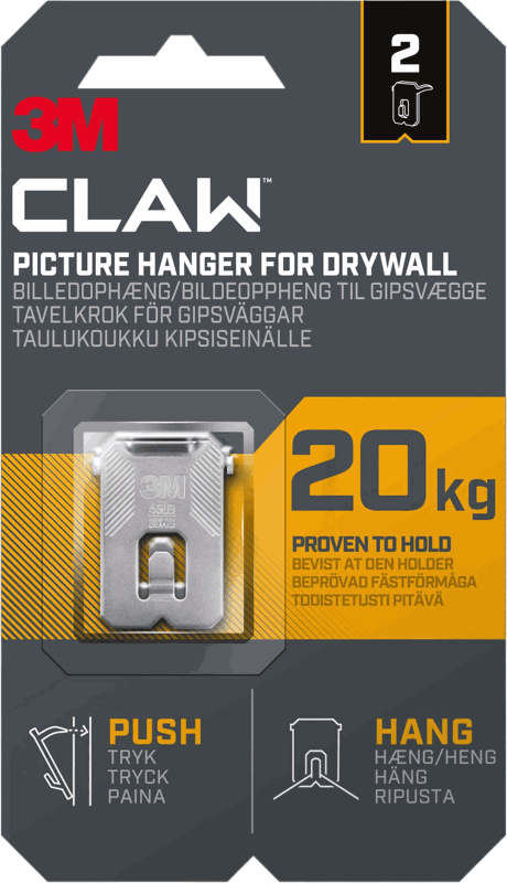 3M Claw Drywall Picture Hanger (H)41mm (W)28mm Qty 2