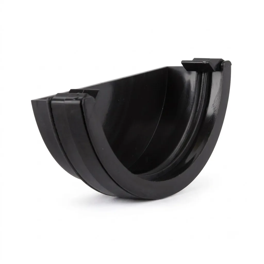 112mm Half Round Gutter External Stop End Black