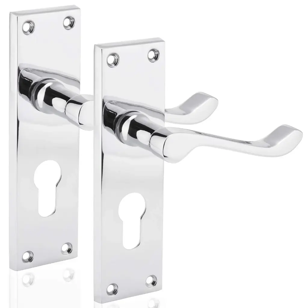 Sichern Victorian Scroll Handle w Euro Profile Polished Chrome