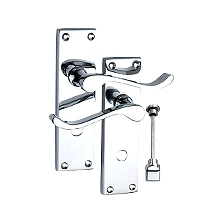 WC Victorian Scroll Door Handles Pair Polished Chrome