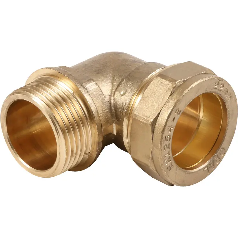 22mm Brass Compression x 3/4" Male Adapting 90° Elbow 