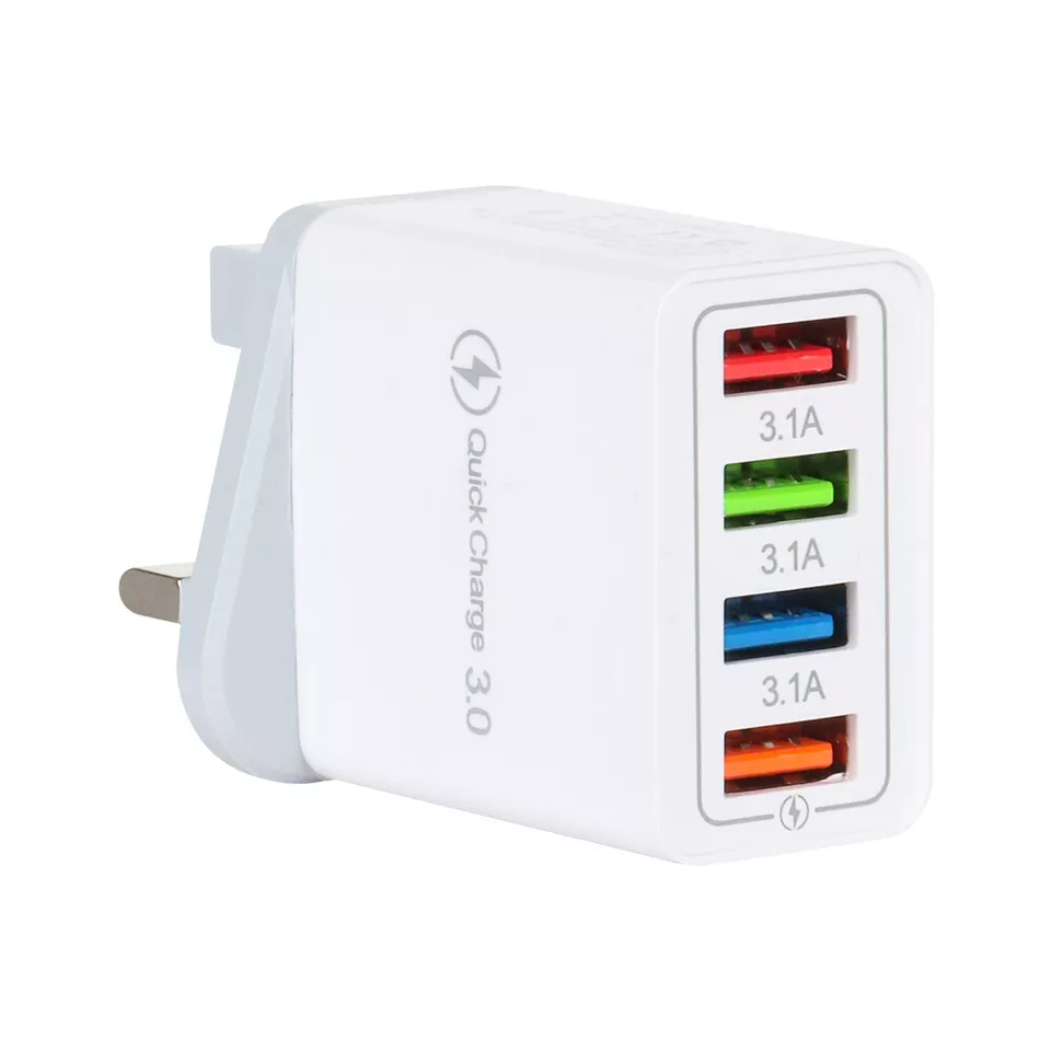4 Port Quick USB-A Charging UK Plug 