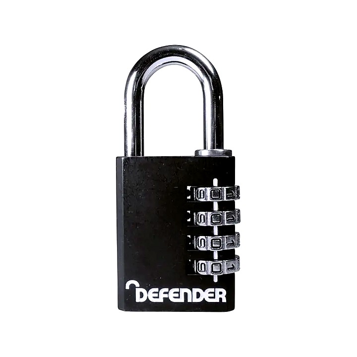Defender Black Die-Cast Combination Padlock 40mm