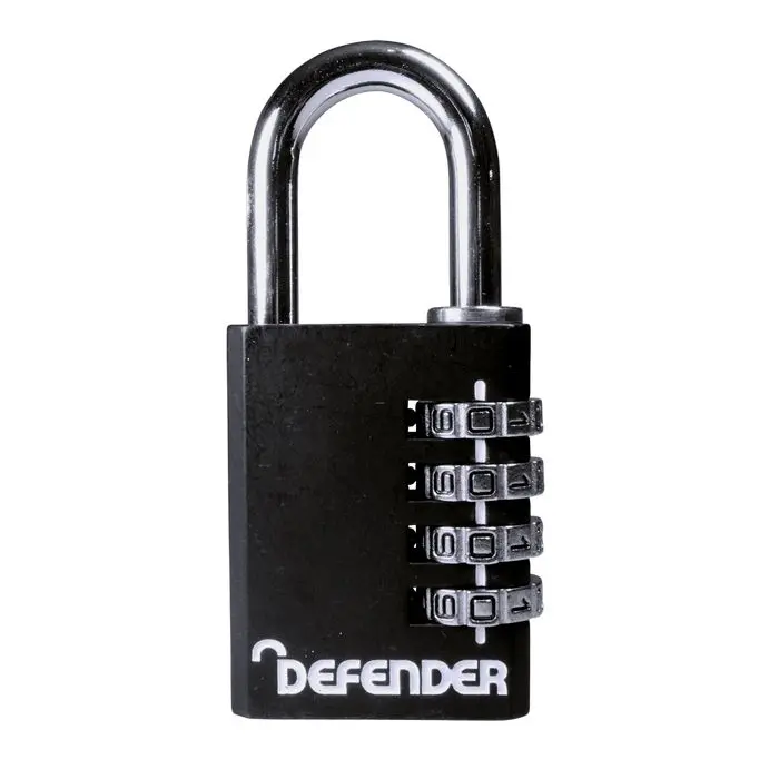 Defender Black Die-Cast Combination Padlock 40mm