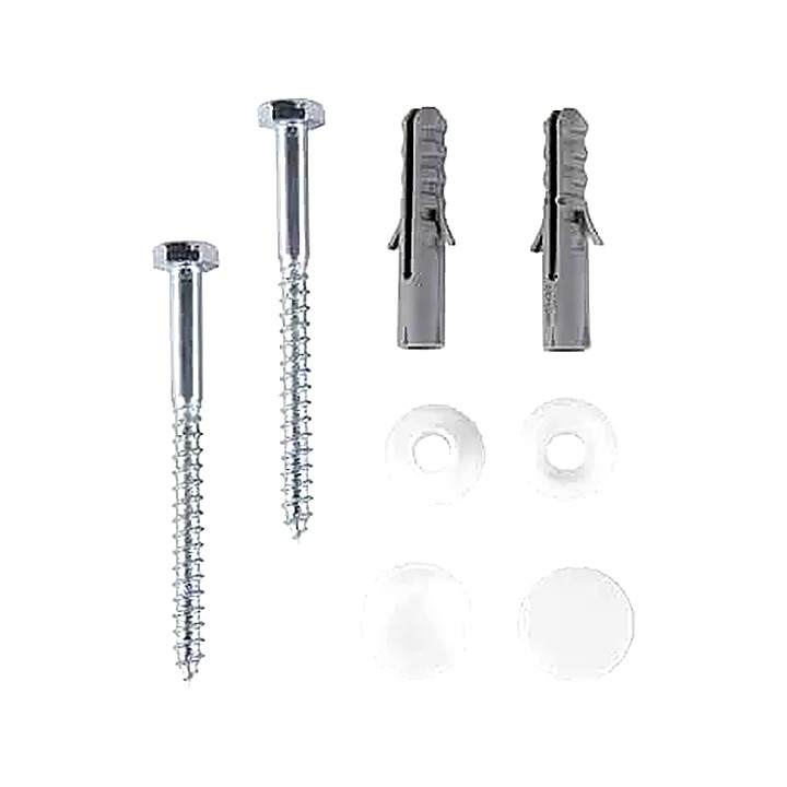 W.C. Straight Toilet Pan Complete Fixing Kit With White Caps
