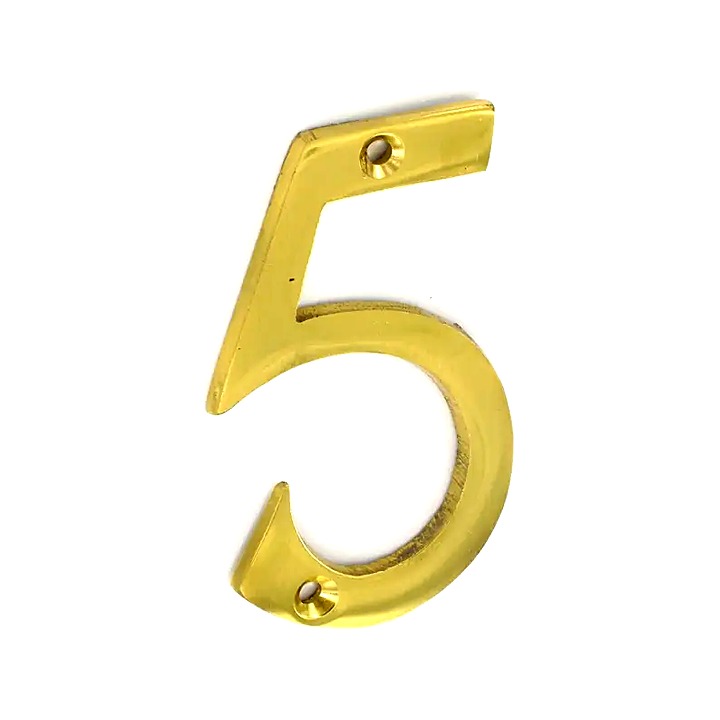 Brass Numeral 5 75mm