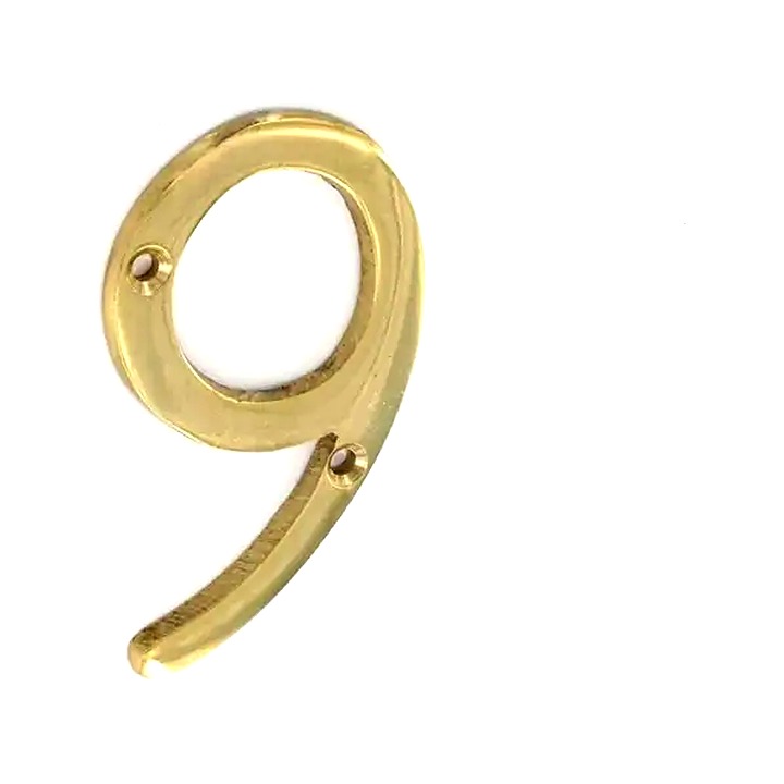 Brass Numeral 9 75mm 