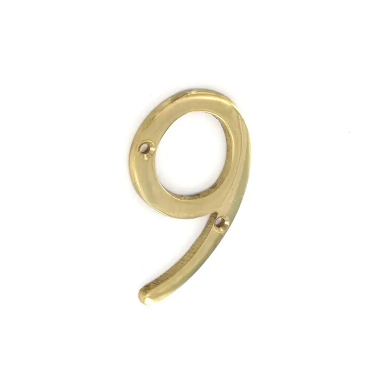 Brass Numeral 9 75mm 