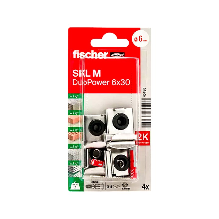 Fischer Plastic & Steel Mirror Screw (D)6mm x (L)30mm Pack of 4
