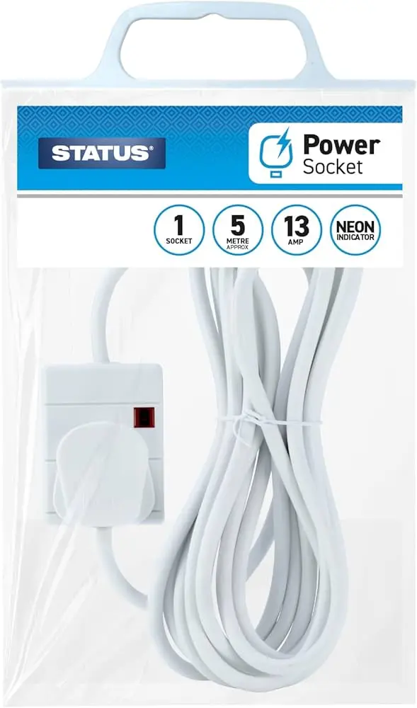 Status 1 Way Extension Socket White 5m
