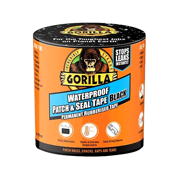 Gorilla Waterproof Patch and Seal Tape 100mm x 3m Black
