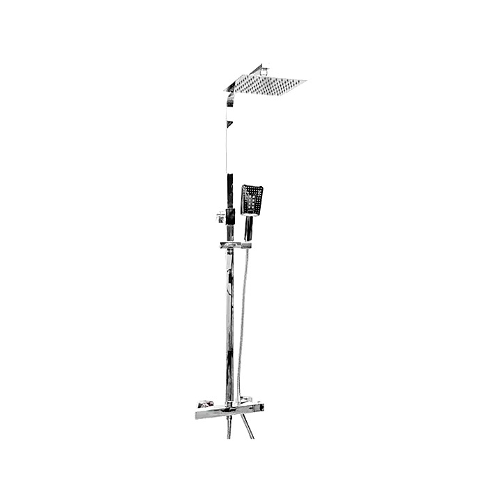 Thermostatic Rigid Riser Shower Kit - Square Chrome