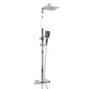 Thermostatic Rigid Riser Shower Kit - Square Chrome