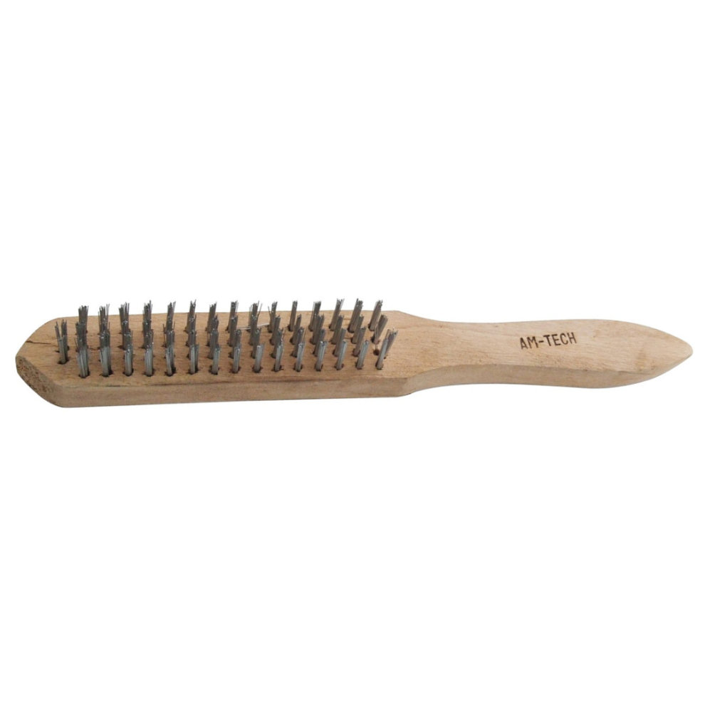 Amtech Heavy Duty Wire Brushes 11'' Wooden Handle