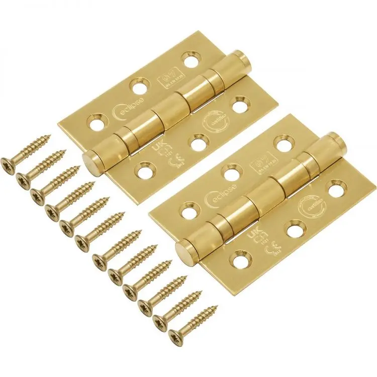Brass Stainless Steel Ball Bearing Hinge 2 Pack 100 x 76 x 3mm