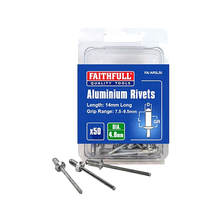 Aluminium Rivets 4.8 x 14mm Long 50 Pack