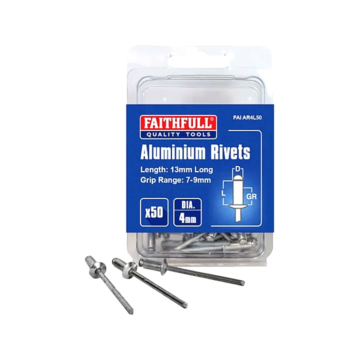 Aluminium Rivets 4 x 13mm Long 50 Pack