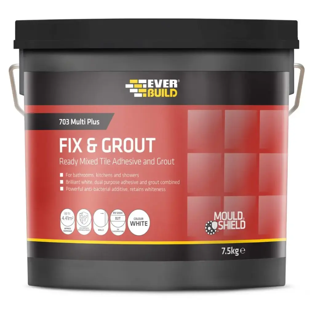 Everbuild Mold Resistant Fix & Grout Tile Adhesive 7.5kg