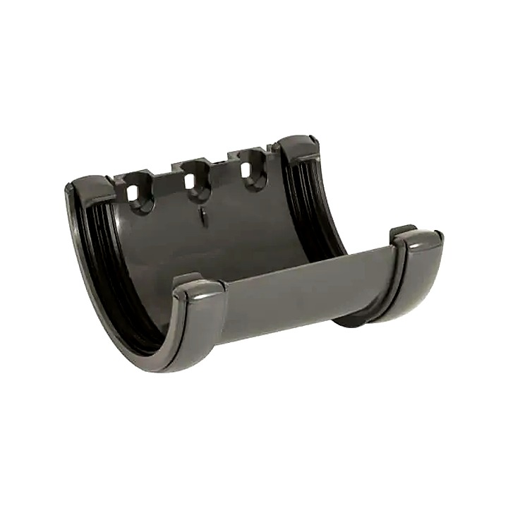 112mm Half Round Gutter Union Bracket Black