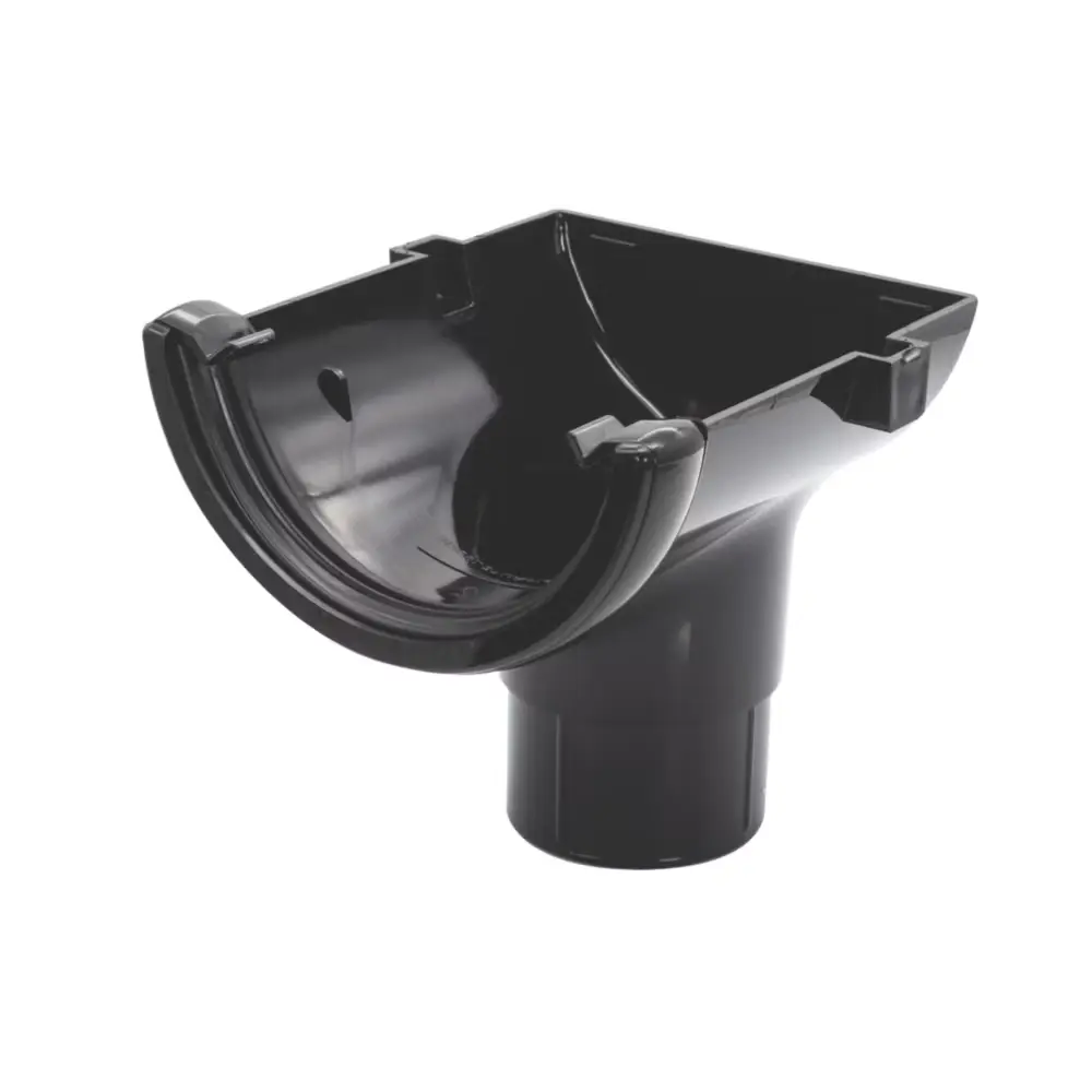 112mm x 68mm Half Round External Stop End Outlet Black