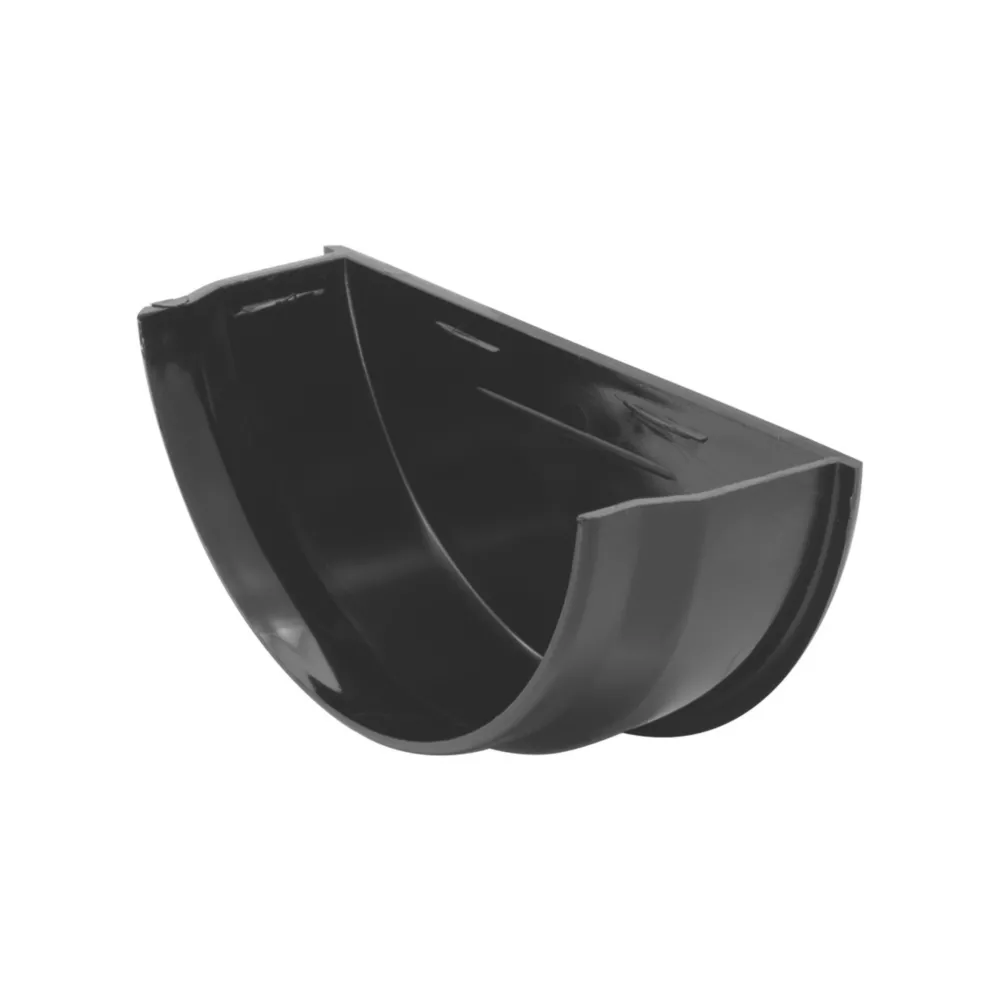 112mm Half Round Gutter Internal Stop End Black