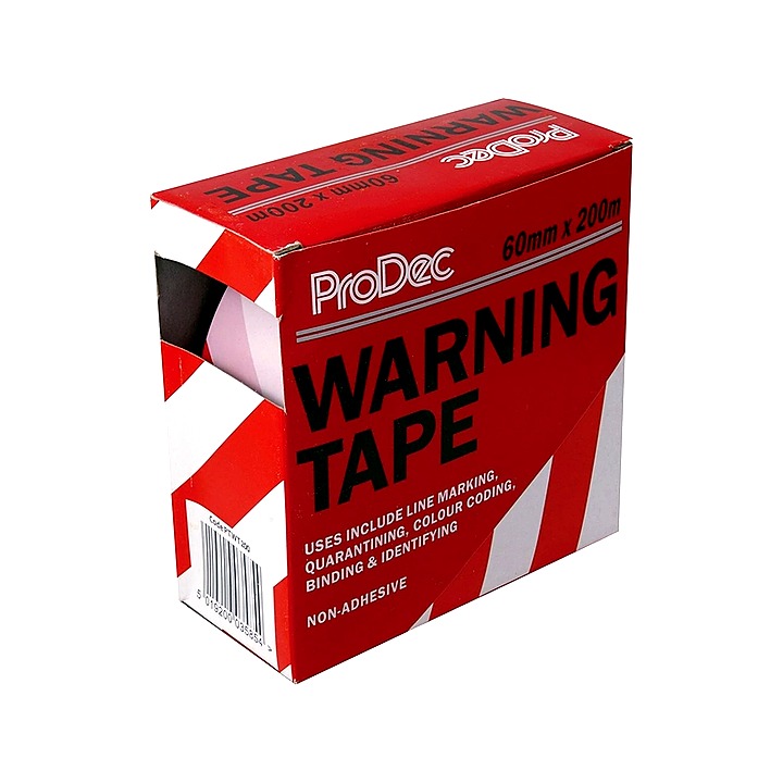 Prodec Red/White Warning Tape 60mm x 200m 