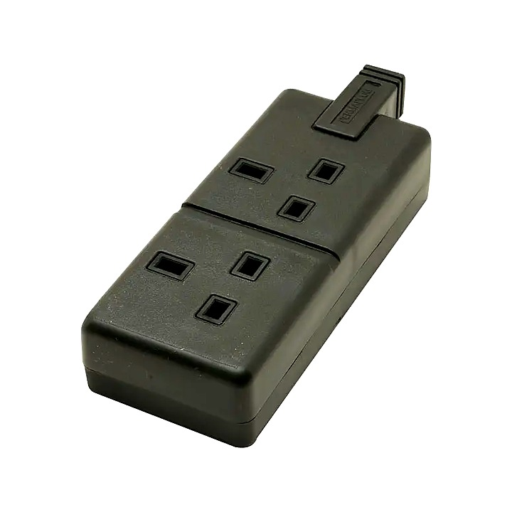 2 Gang Extension Socket Black 