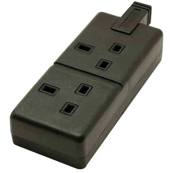 2 Gang Extension Socket Black 