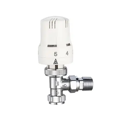 KeyPlumb Angled Thermostatic Radiator Valve 15mm x 1/2"
