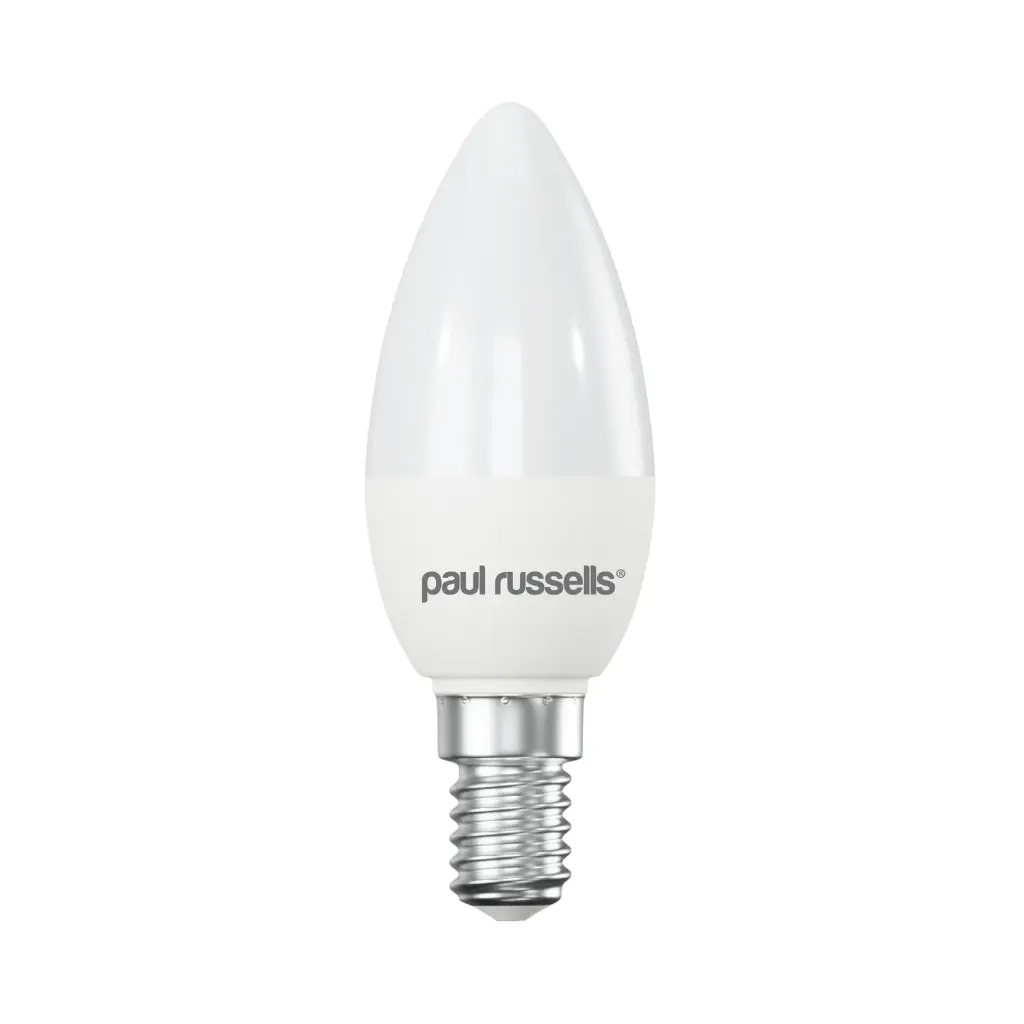 Paul Russells LED Small Screw-in Dimmable Cool White Candle Bulb 