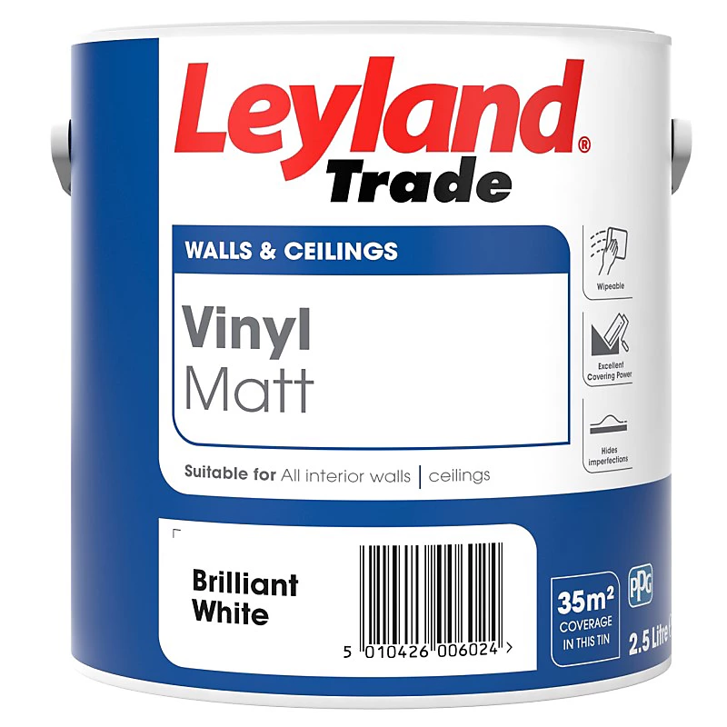 Leyland Trade Vinyl Matt Pure Brilliant White 1L