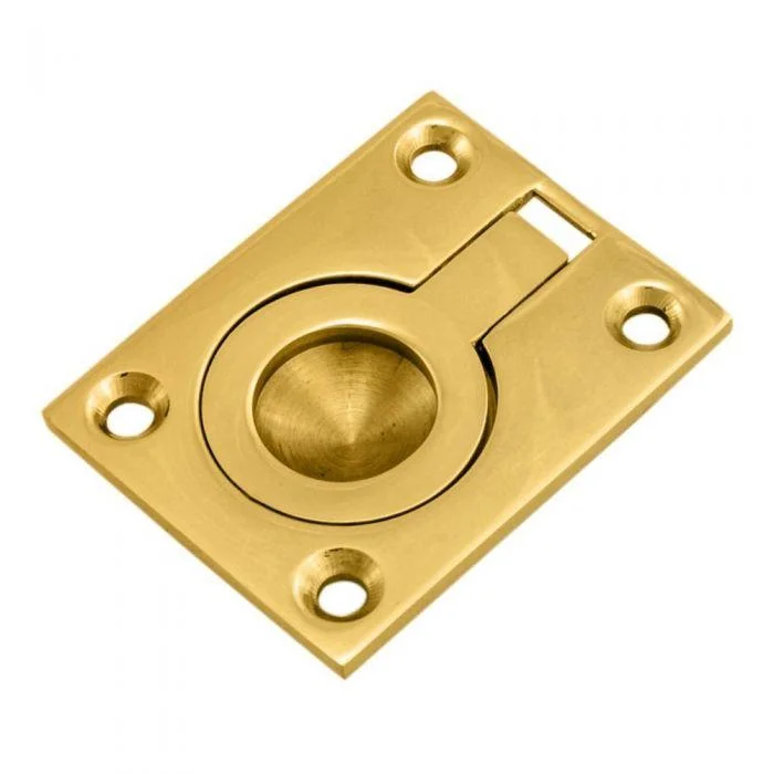 Securit Brass Flush Ring Handle 50mm