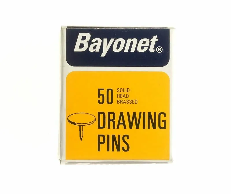 Bayonet Brass Drawing Pins Solid Head 50 Pack
