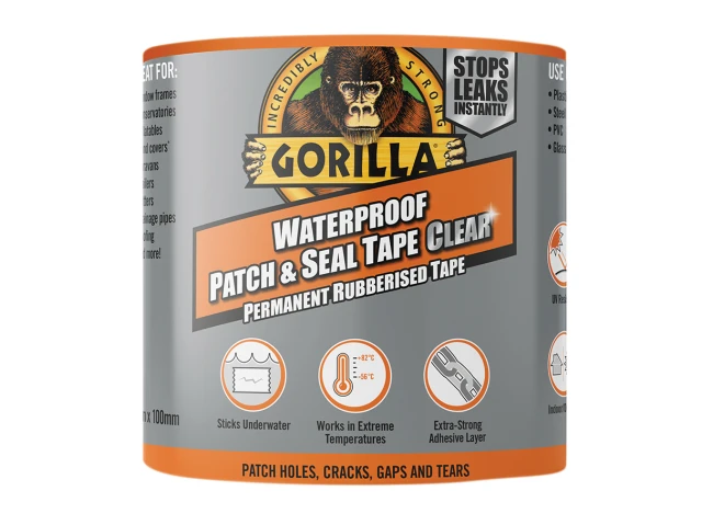 Gorilla Waterproof Patch and Seal Tape 100mm x 3m Clear