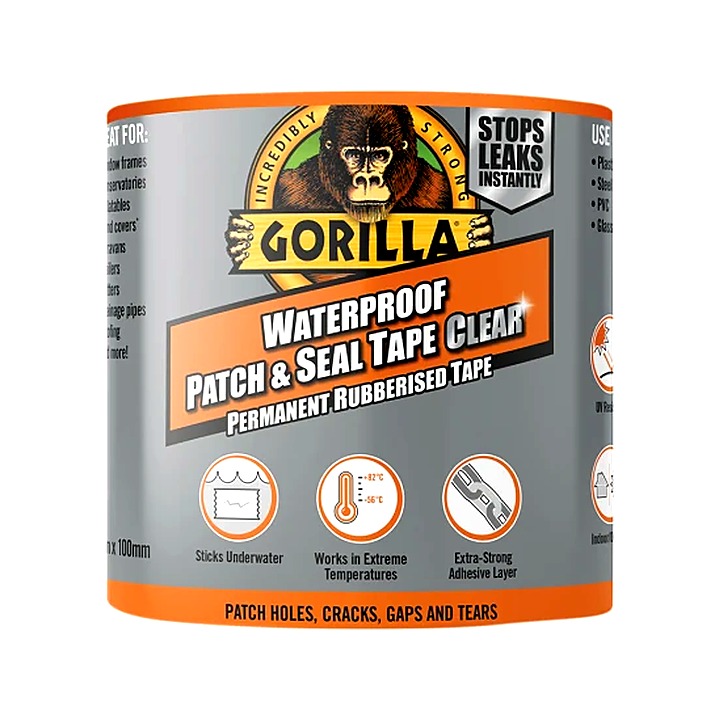 Gorilla Waterproof Patch and Seal Tape 100mm x 3m Clear